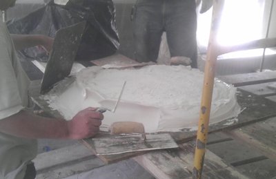 Molding plaster is
                gauged up