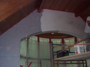 corner bead is bent for arch and basecoat