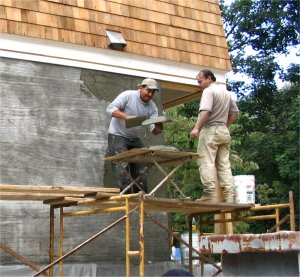 Scratch coat on metal lath
