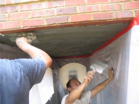 Ceiling bonded to concrete