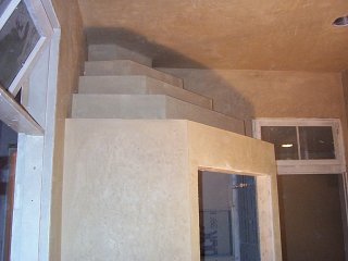 color plaster in one of the bathrooms