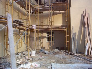 Outside
              stucco finished